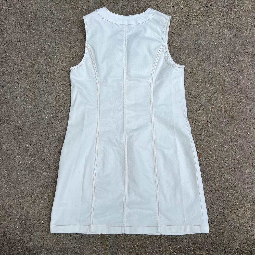 Frye White Sleeveless Denim Mini Dress Button Up Western Cowgirl MEDIUM - Picture 3 of 9